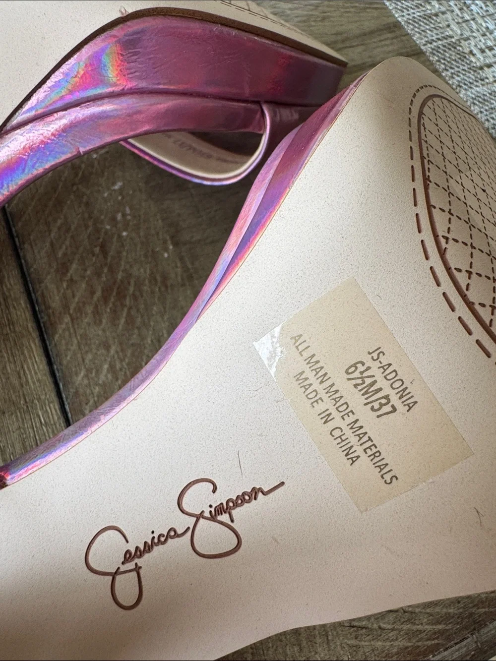Jessica Simpson Iridescent Pink Platform Slingback Heels